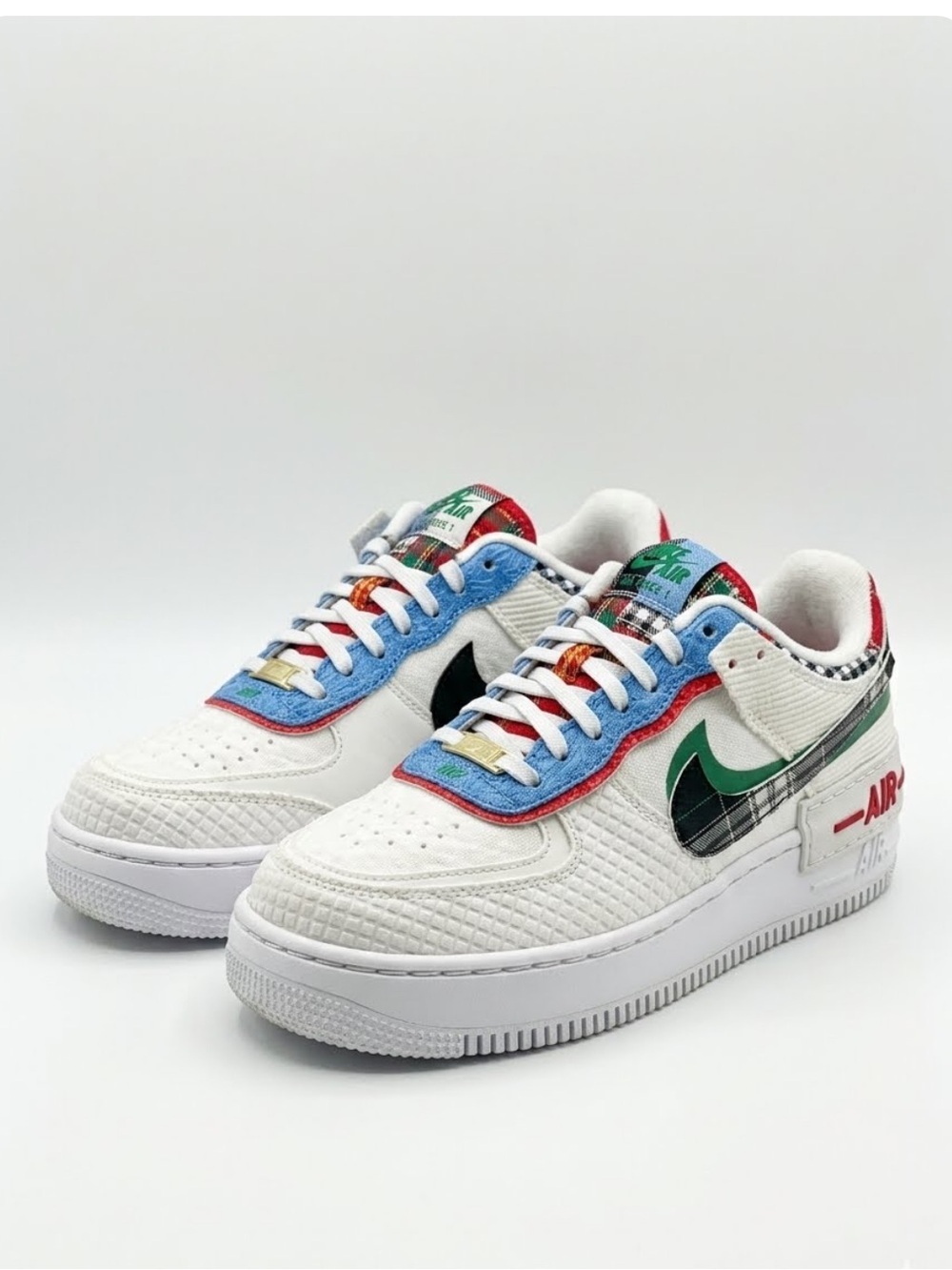 Nike Women's Rare Air Force 1 Shadow White Red blue sneakers size 9.5